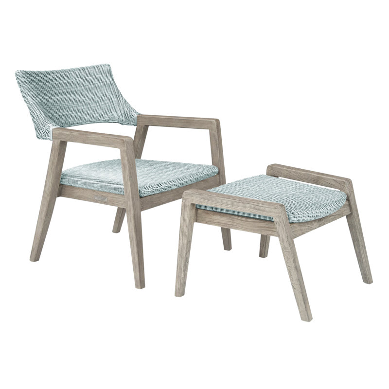 Spencer Outdoor Teak Lounge Chair, Distressed Teak, Sea Salt