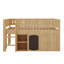 Lit mezzanine bas avec armoire de rangement, tablettes et tableau noir, lit mezzanine bas en bois-506991539