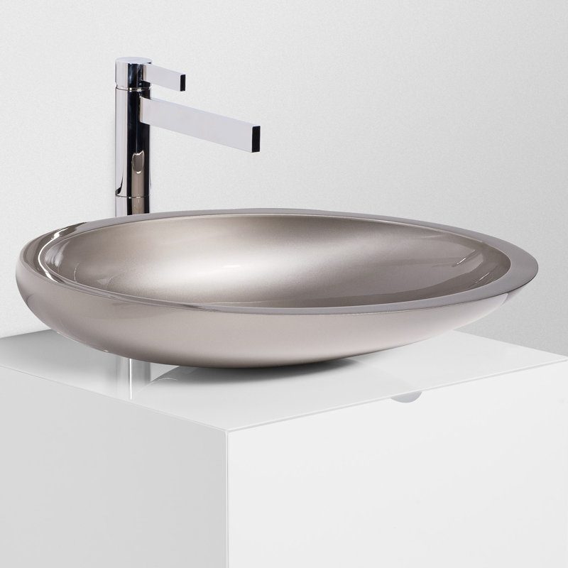 Vetro Freddo 25.6'' L Bathroom Sink, Platinum
