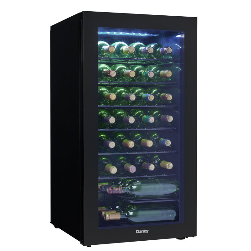 Danby Single Zone 17.5'' Freestanding 36 Bottle Wine Refrigerator with Reversible Door, Black