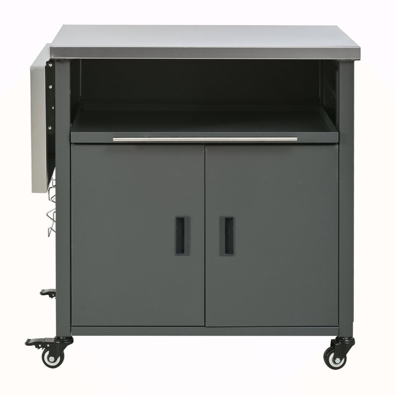 Chariot de barbecue pliable pour l'extérieur, Gris