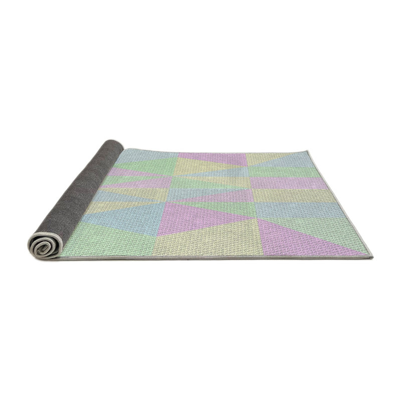 Tapis vert/rose tissé à la machine, Rond 5 pi