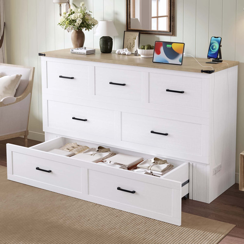 Armoire murale avec station de charge Murphy, Blanc, Grand