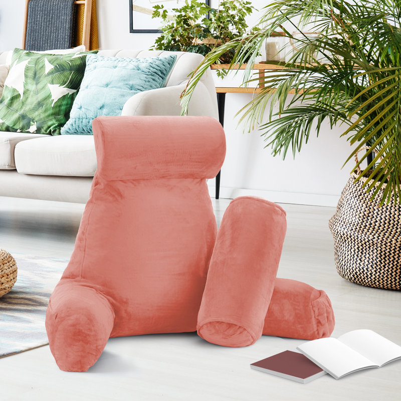 Nestl Reading Back Pillow For Reading & Bed Rest, 22" H x 36" W x 13" D, Misty Rose