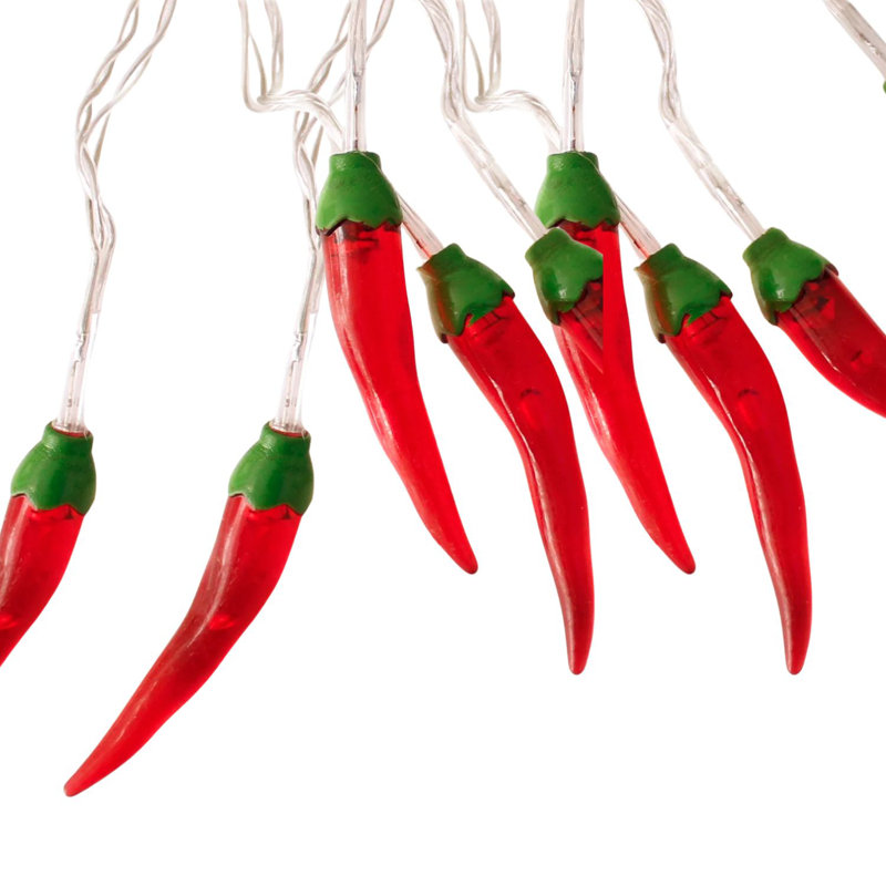  20 LED Chili Pepper String Lights – Warm White Indoor Outdoor Decorative Lighting