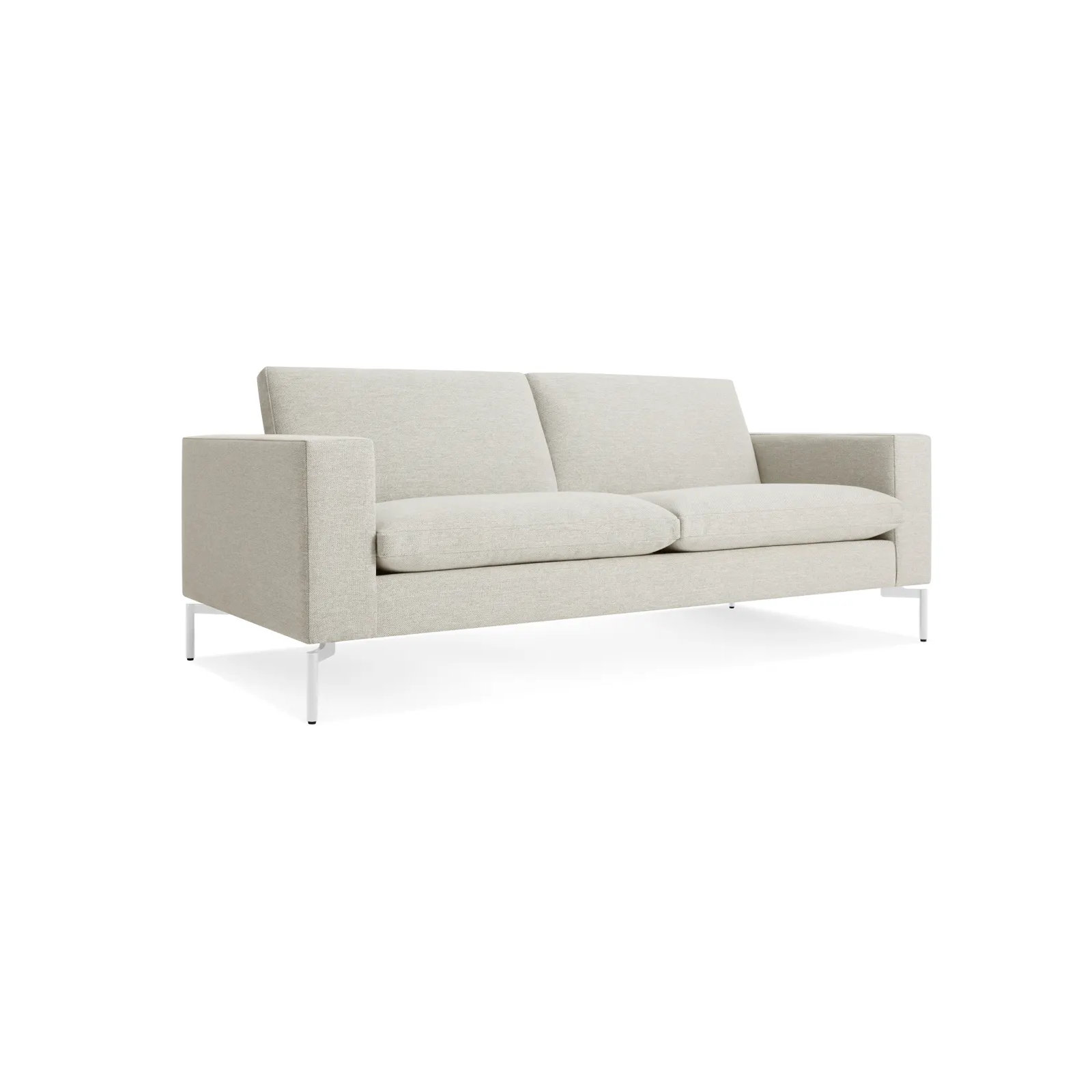 New Standard Upholstered Sofa, White, Maharam Mode in Clavicle Polyester Blend, 32" H x 78" W x 35" D