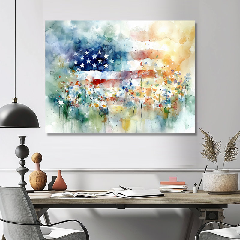 Drapeau américain explosion - décoration murale abstraite en métal, drapeau États-Unis, H 24 po x l 32 po