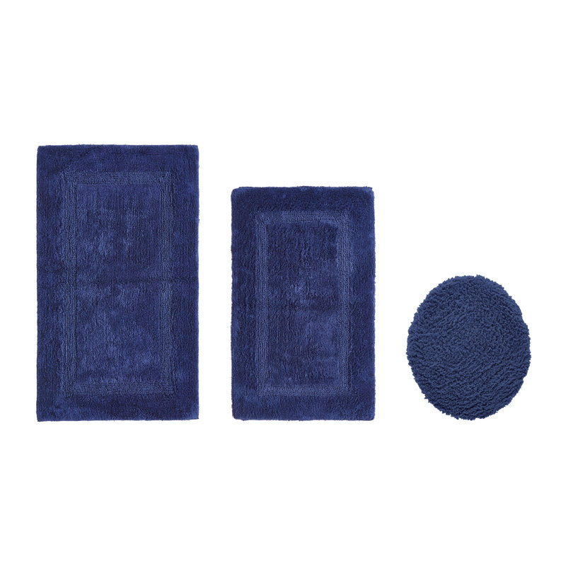 Annerose Premium 100% Cotton 3 Piece Bath Rug Sets, Machine Washable, Super Absorbent & Tufted Weave Reversible Bath Mat for Bathroom, Shower, and Tub, Oeko-Tex Certified Bathroom Rugs