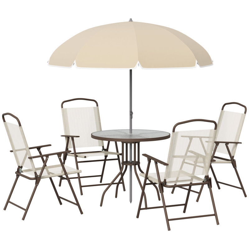 Outsunny 6 Piece Patio Dining Set For 4 With Umbrella