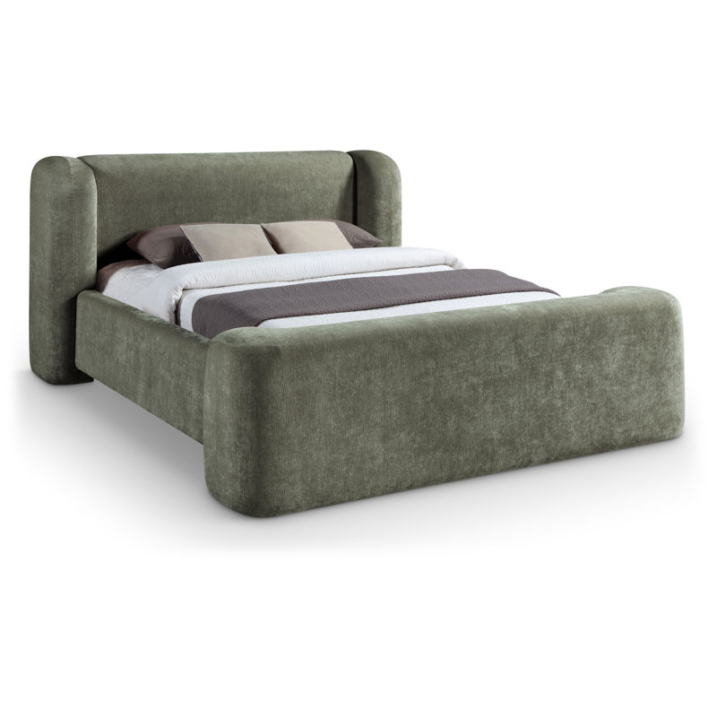 Lit en tissu Modena Jadeth Chenille, Green Chenille Fabric, Très grand