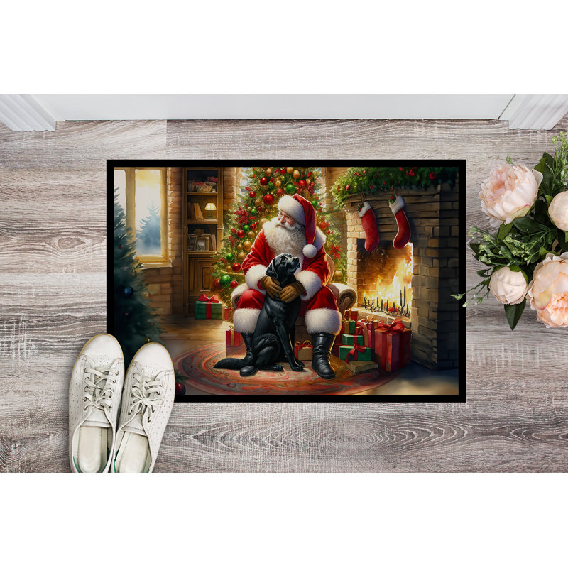 Labrador Retriever and Santa Claus Doormat, 24" W x 36" L