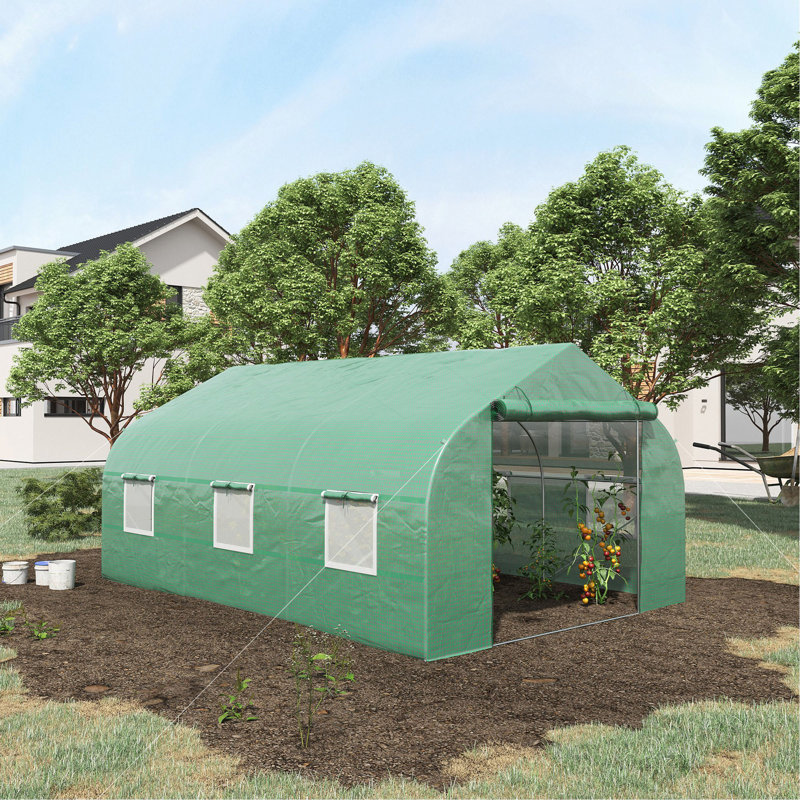 Outsunny 11.5' x 10' x 7' Walk-in Greenhouse, Tunnel Green House with Zippered Mesh Door and 6 Mesh Windows, Gardening Plant Hot House with Galvanized Steel Frame
