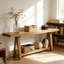 Table basse de style naturel, table d'entrée en bois, console élégante