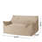 Fila Velveteen 2 Seater Oversized Bean Bag Chair With Armrests, Taupe-1791379000-1791870169