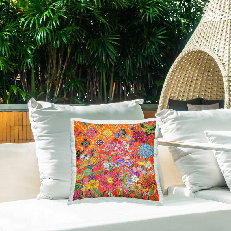 Housse et insert de coussin décoratif carré en polyester pour l'intérieur et l'extérieur