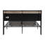 Lit plateforme double en métal avec tête de lit tapissier, tiroirs de pied de lit, ports USB, noir et gris-2084083957