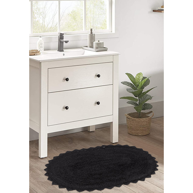 100% Cotton Bath Rug, Black