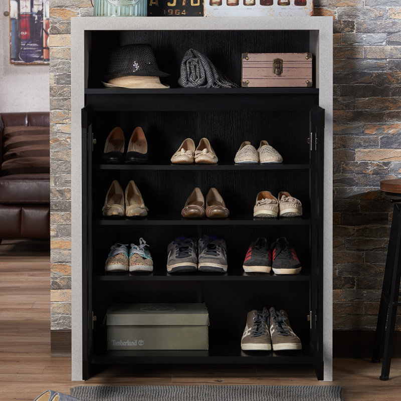 12 Pair Shoe Storage Cabinet, Black