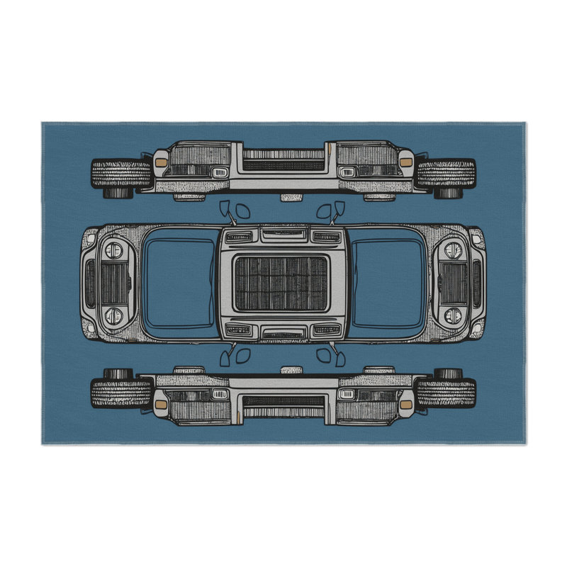 Tapis intérieur et extérieur bleu Transport, Rectangulaire 2 pi x 3 pi