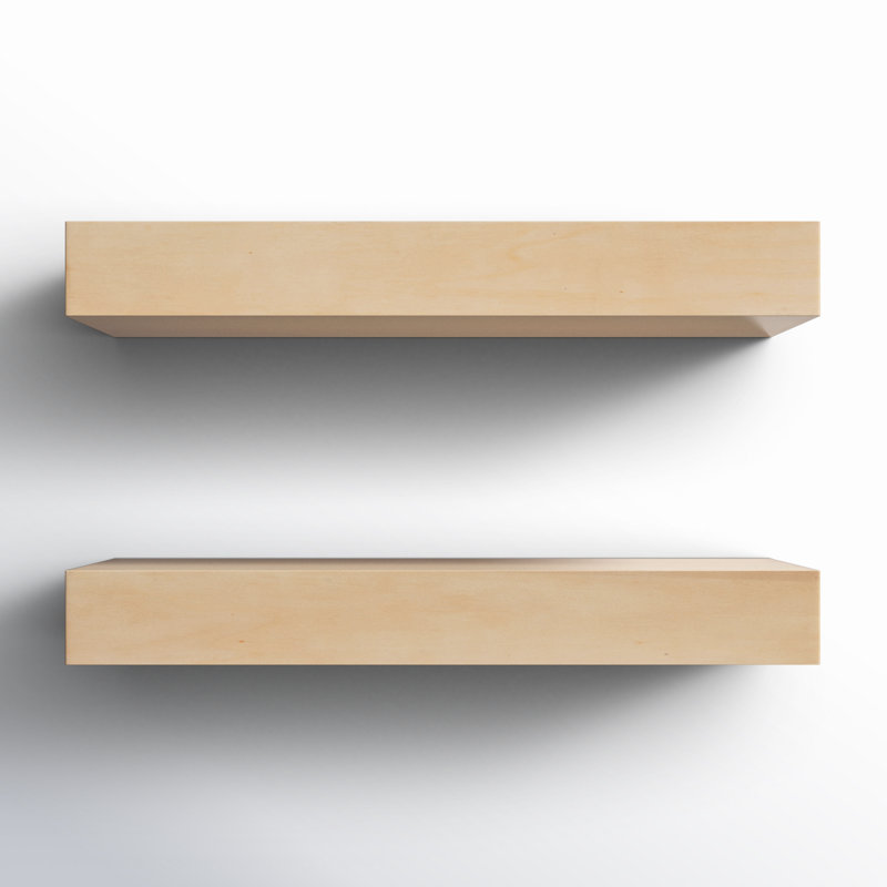 Jeremiah Wood Picture Ledge Floating Shelf, 2.3" H x 18" W x 8" D, Natural