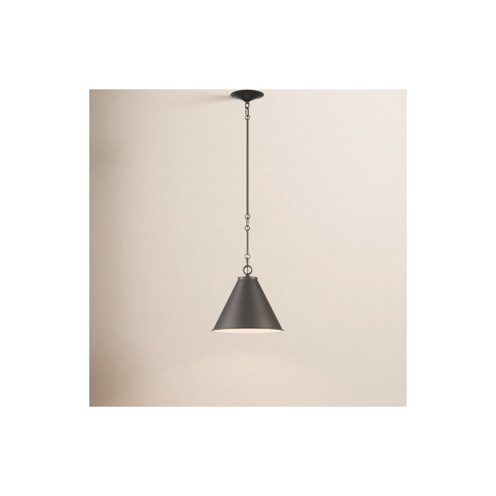 1 - Light Tapered Metal Pendant, Dark Graphite Bronze