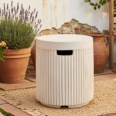 Table de couverture de réservoir de propane avec aspect de pierre cannelé vertical et fentes pour poignée