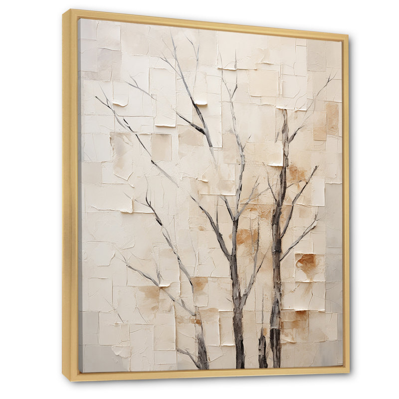 «Beige Trees Harmony II», reproduction d'art sur toile, Cadre naturel flottant, 20" H x 12" W