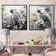 Ensemble de salon mural gris avec perroquet tropical Grace I - 2-227291032-227291035