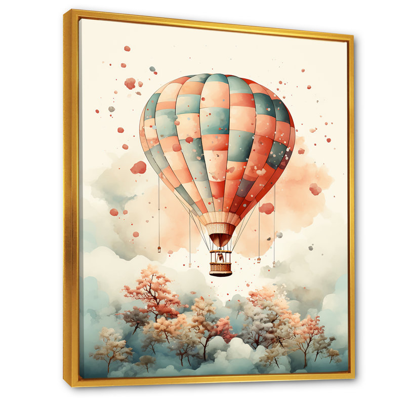 Charme classique en montgolfière IV, Cadre flottant doré, H 40 po x l 30 po x P 1,5 po