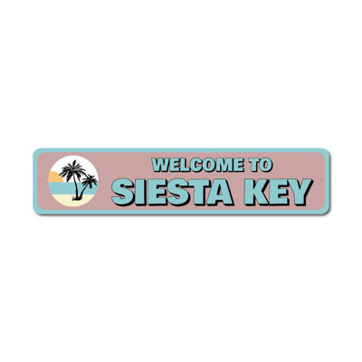 Enseigne en métal «Siesta Key Welcome»