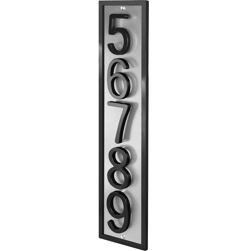 Plaque d'adresse flottante en aluminium Royal Shade, Noir, Oui, Argent argent