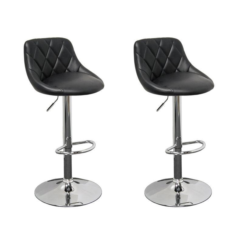 Rithland Swivel Upholstered Adjustable Height Counter Stool, Black