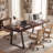 Industrial Dining Table with Solid Wood Top and Metal Legs, Rectangular Kitchen Table