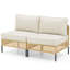 Canapé d'angle de patio avec coussins beiges, résistant aux intempéries, housse amovible, douce et épaisse, design modulaire pour différentes configurations extérieures, design naturel et tissé à la main, personnalisable, tous usages, espaces à l'élégance rustique