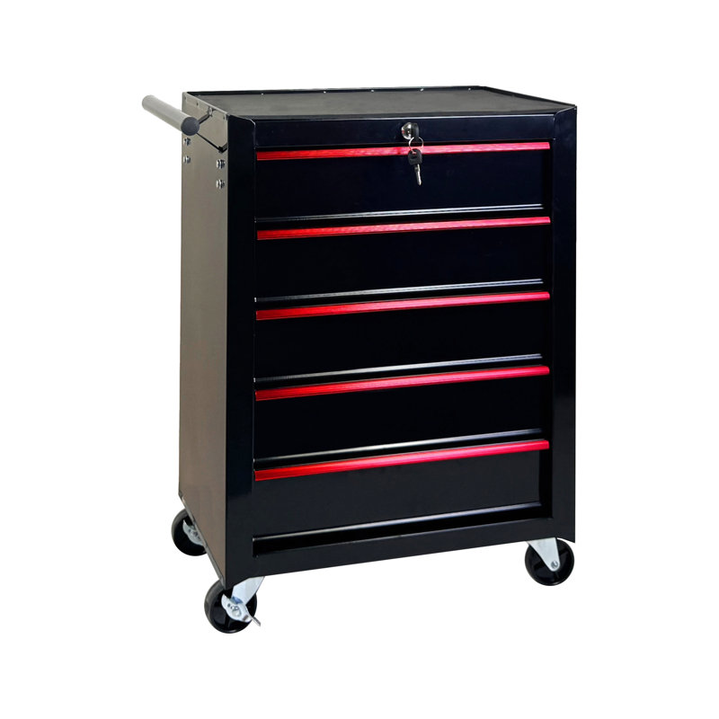 Coffre à outils roulant en métal avec 5 tiroirs, armoire à outils à 5 tiroirs de 20 po avec glissières à roulement à billes, coffre à outils en acier