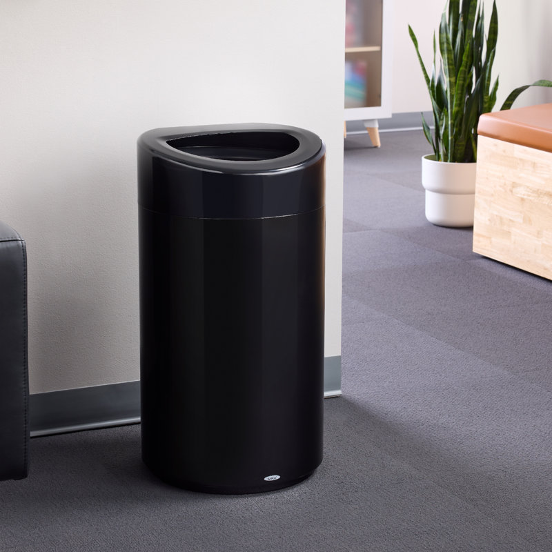 SAFCO Steel Open Top Trash Cans, 14 Gallon & 30 Gallon, 14, Black