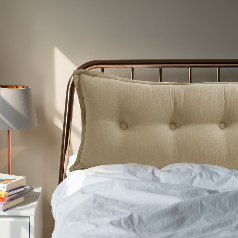 Button Tufted Headboard Decorative Back Support Side Sleeper Body Pillow, Ramie Camel, 20" x 76"