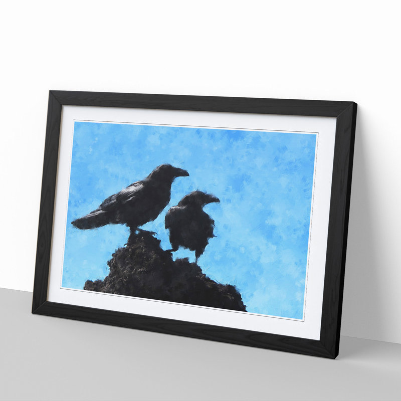 Two Crows - Framed Print, Black Framed, 48cm H x 65cm W x 2cm D