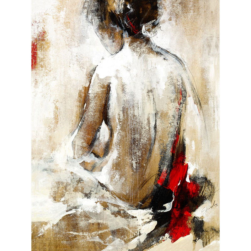 Chiffres en rouge II - Peinture, Gel coupé au couteau, H 40 po x l 30 po x P 1,5 po