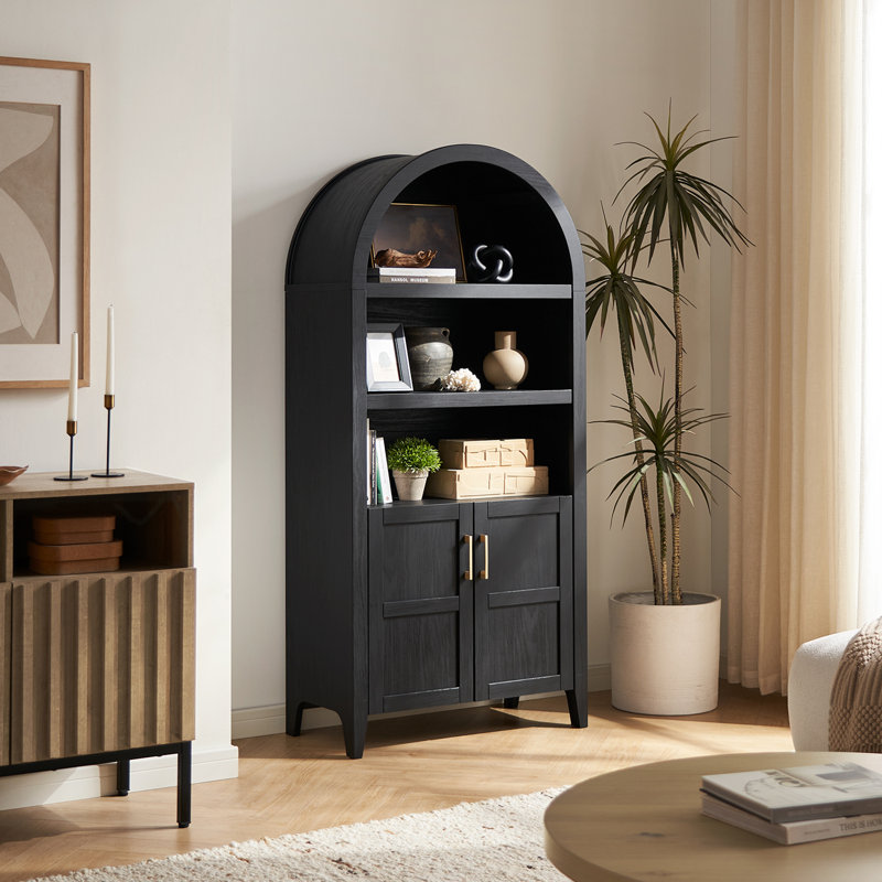 Kropp Storage Bookcase, Black, (3 Shelves) 65.3" H x 30.7" W x 15.3" D