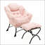 Fauteuil lounge moderne avec repose-pieds, accoudoirs et poche latérale, idéal pour les petits espaces, lecture et détente confortables.-954158897