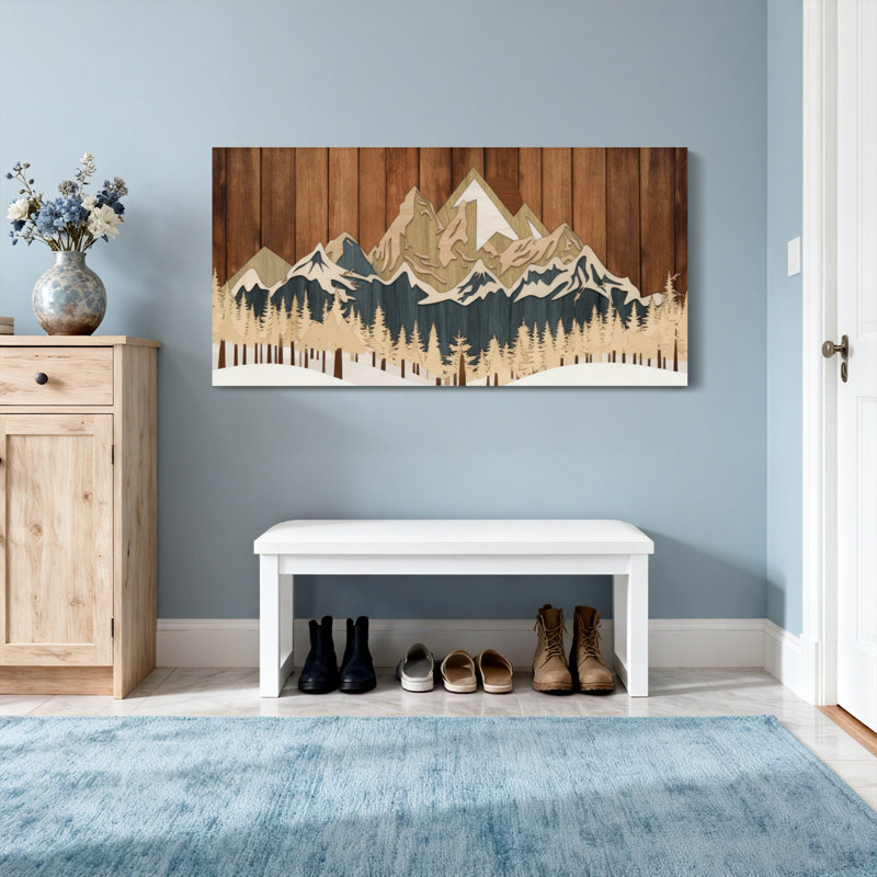 Paysage et nature, chaîne de montagnes, neige, paysage d'hiver, reproduction d'art, H 28 po x l 58 po
