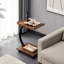 Table d'appoint à roulettes, table de chevet en forme de C pour canapé, table d'appoint télé avec étagères de rangement à 2 niveaux pour petits espaces, salon, chambre