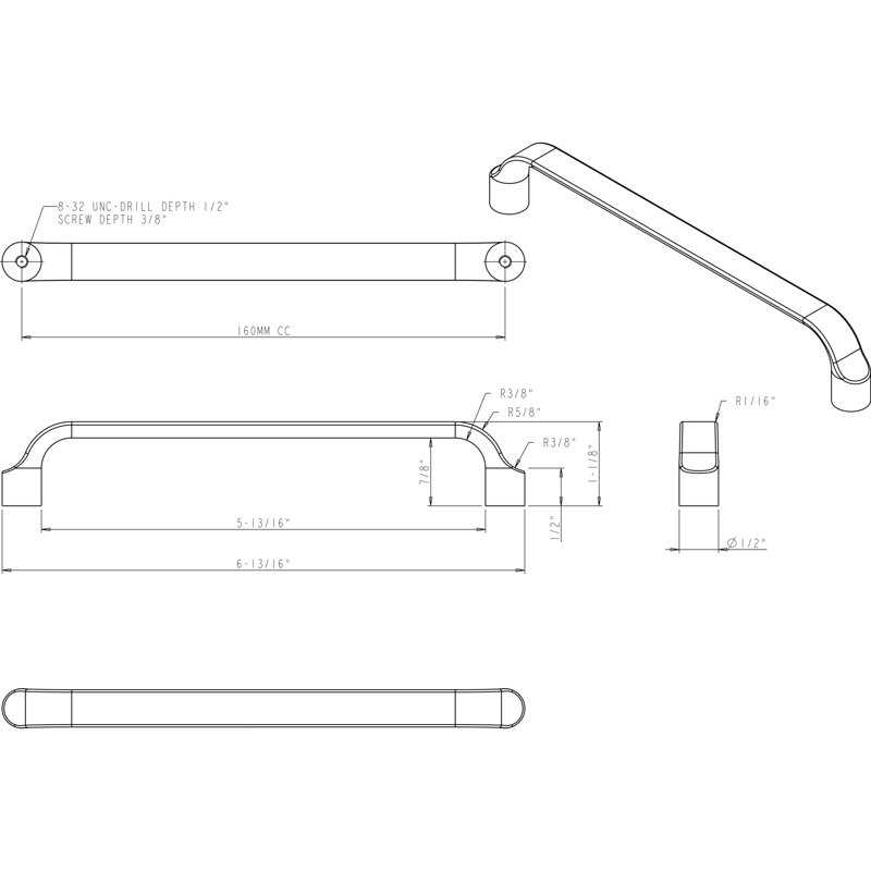 160 Mm Center-To-Center Matte Black Brenton Cabinet Pull