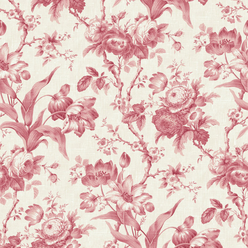 French Country 8.23m x 68cm Matte Finish Wallpaper Roll, Pink