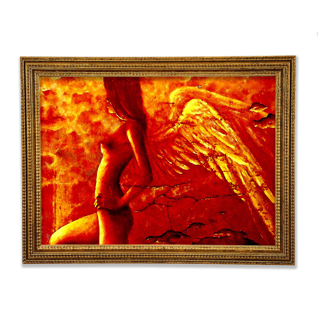 Orange Angel Wings Gerahmter Druck