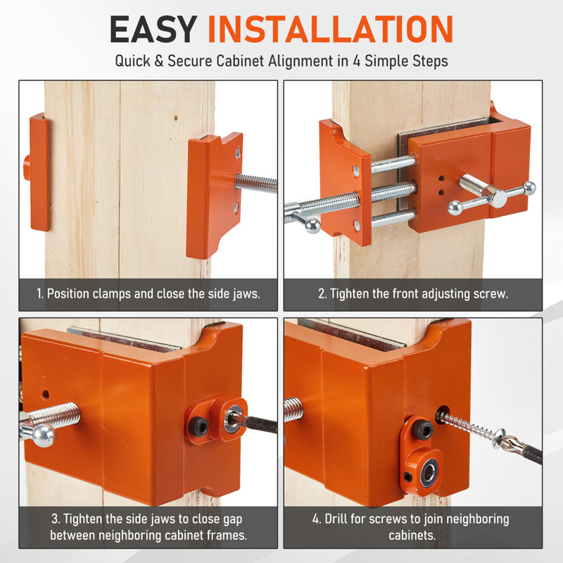 Paquet de 2 pinces pour installation d'armoire robuste