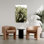 Art contemporain, paysage serein avec palmiers abstraits