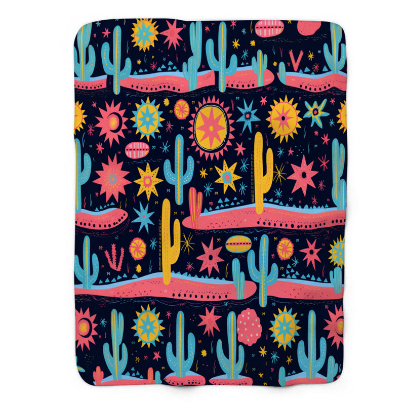 Thèmes Bright Western - couverture Sherpa de qualité supérieure 1 pièce, L 80 po x l 60 po