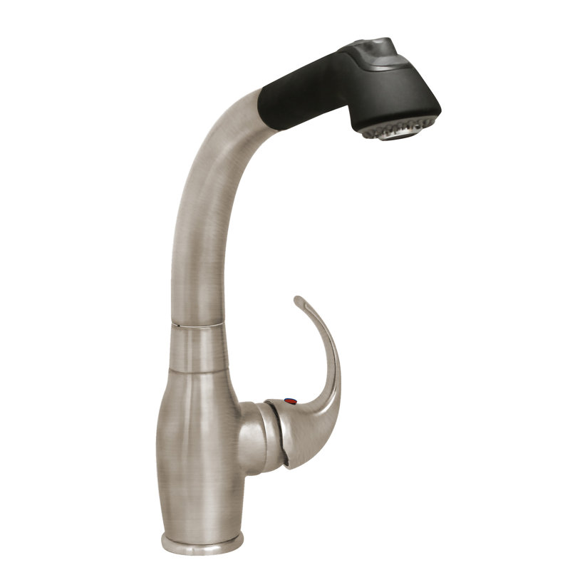 Whitehaus Collection Metrohaus Pull Out Kitchen Faucet, Brushed Nickel/Black